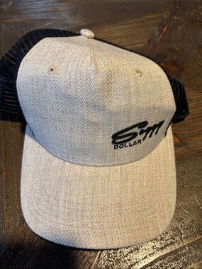 Legacy Two-Tone Dollar Script Trucker Cap — Gray & Black